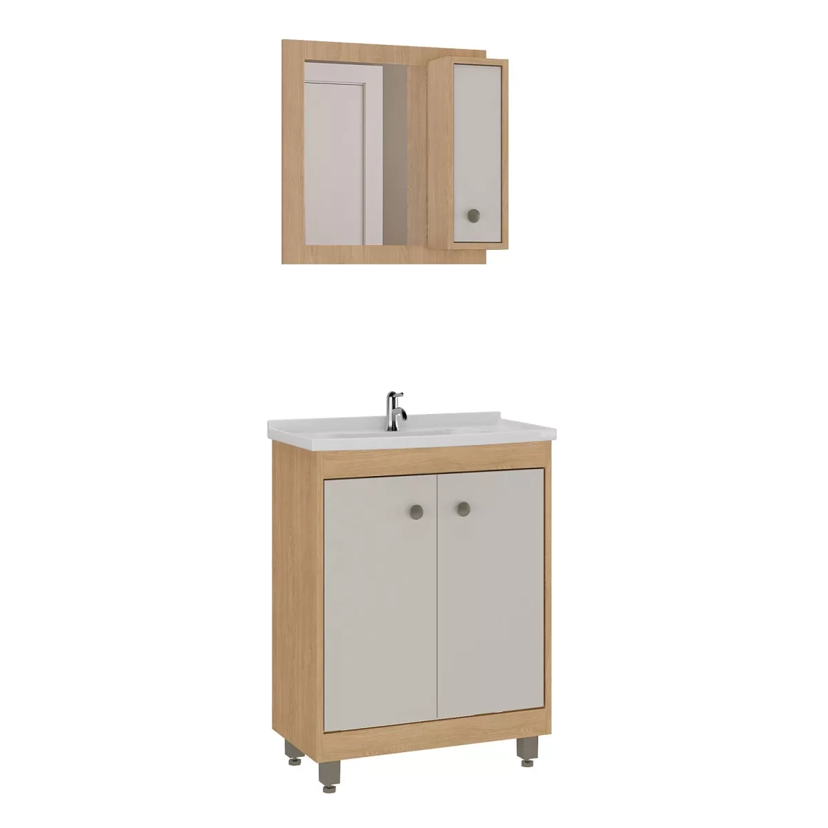 Conjunto De Banheiro Ozini Viena 60 Carv Nat Arenas