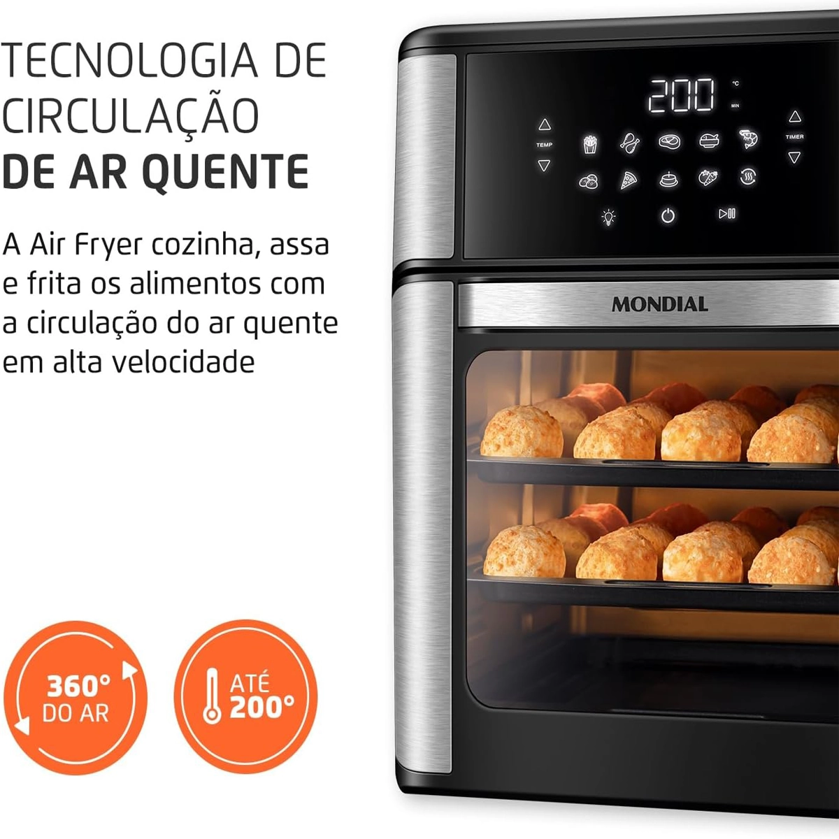 Fritadeira Mondial Oven 12Lts Air Fryer Afon-12L-Bi