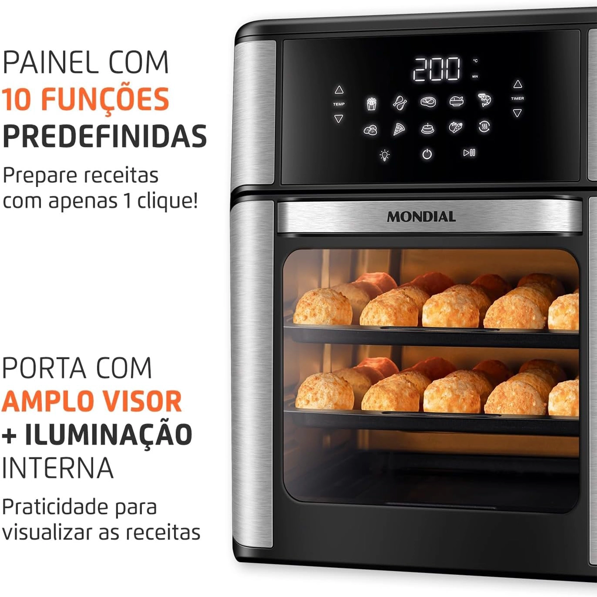 Fritadeira Mondial Oven 12Lts Air Fryer Afon-12L-Bi