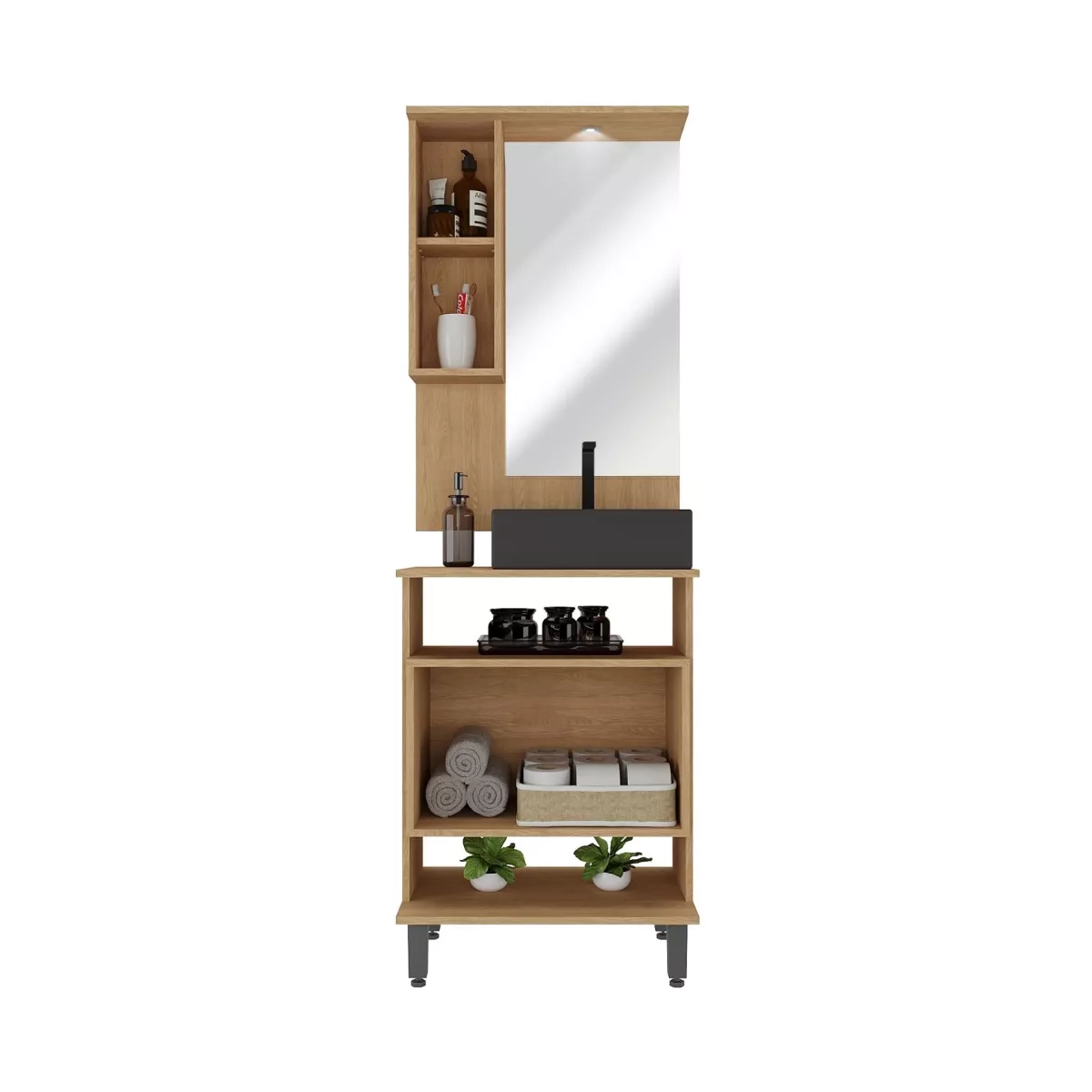 Conjunto De Banheiro Ozini Berlim 60 Carv Nature Preto