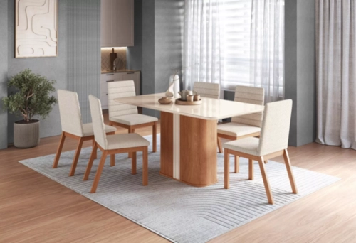 Conjunto Mesa com 6 Cadeiras Zamarchi