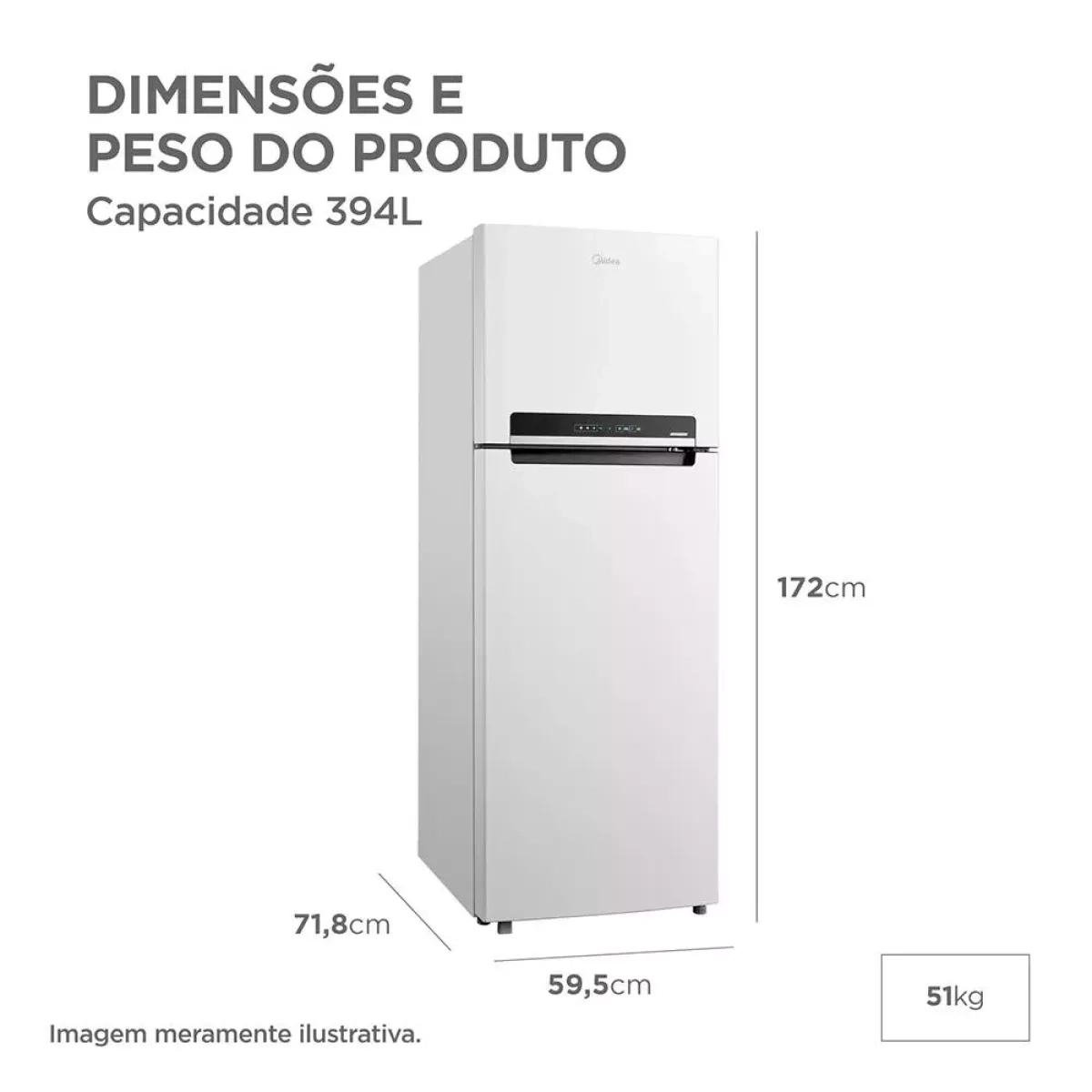 Geladeira Midea 110V Mdrt533 394Lts Branco Frost Free