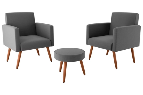 Conjunto Dallas 2 Poltronas  Puff