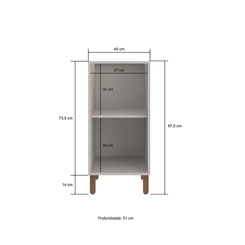 Balcao Casamia Sardenha 40Cm  Cinzacinza