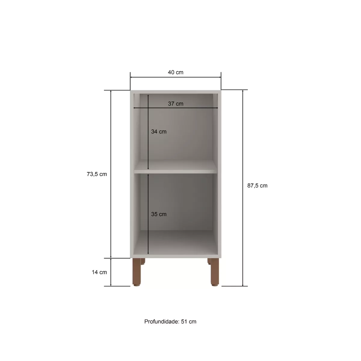 Balcao Casamia Sardenha 40Cm  Cinzacinza