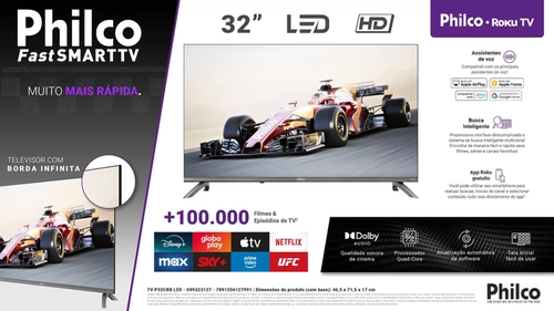 Tv Philco Smart 32 Hd Roku P32Crb Pto