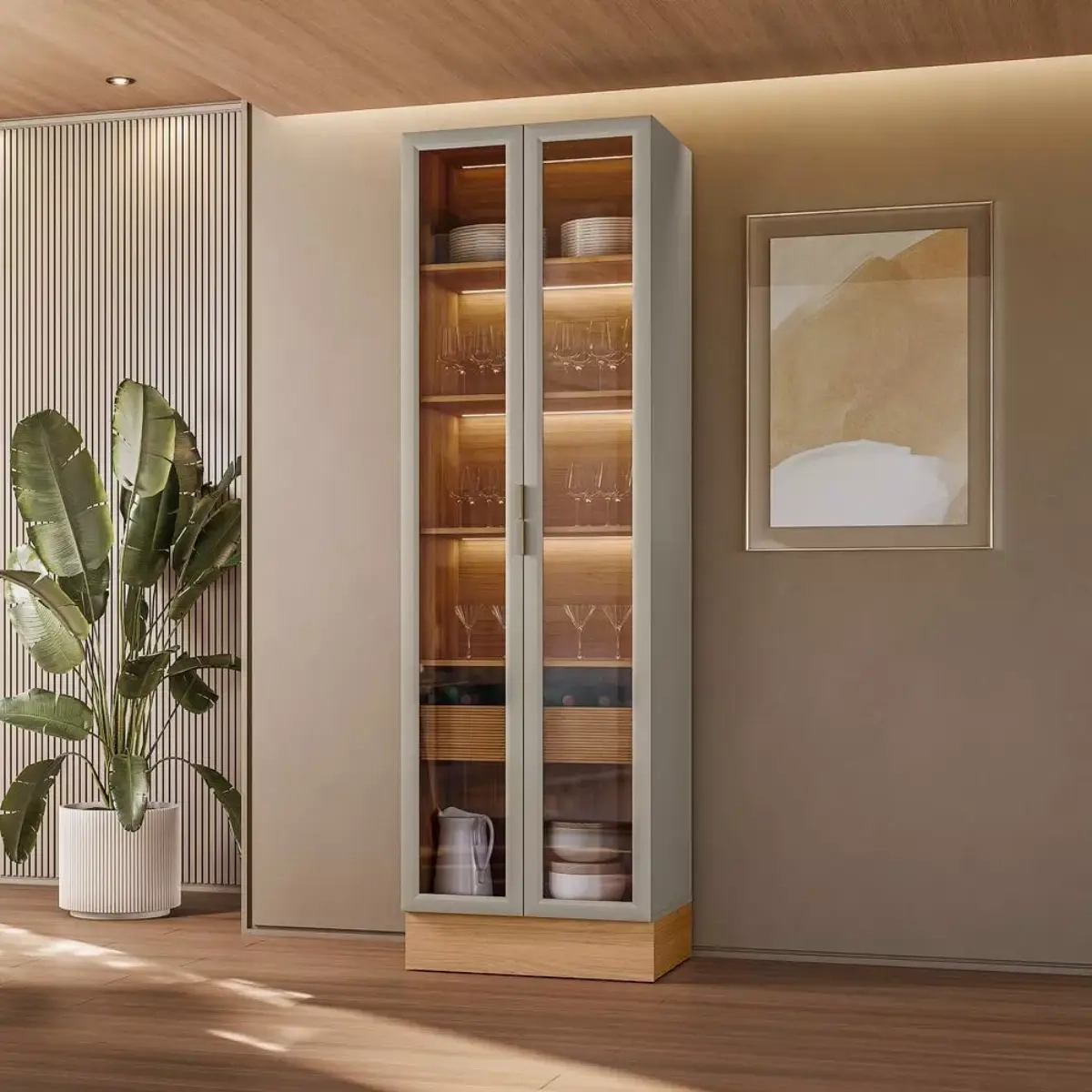 Cristaleira Linea Allure 70Cm Com Rodape