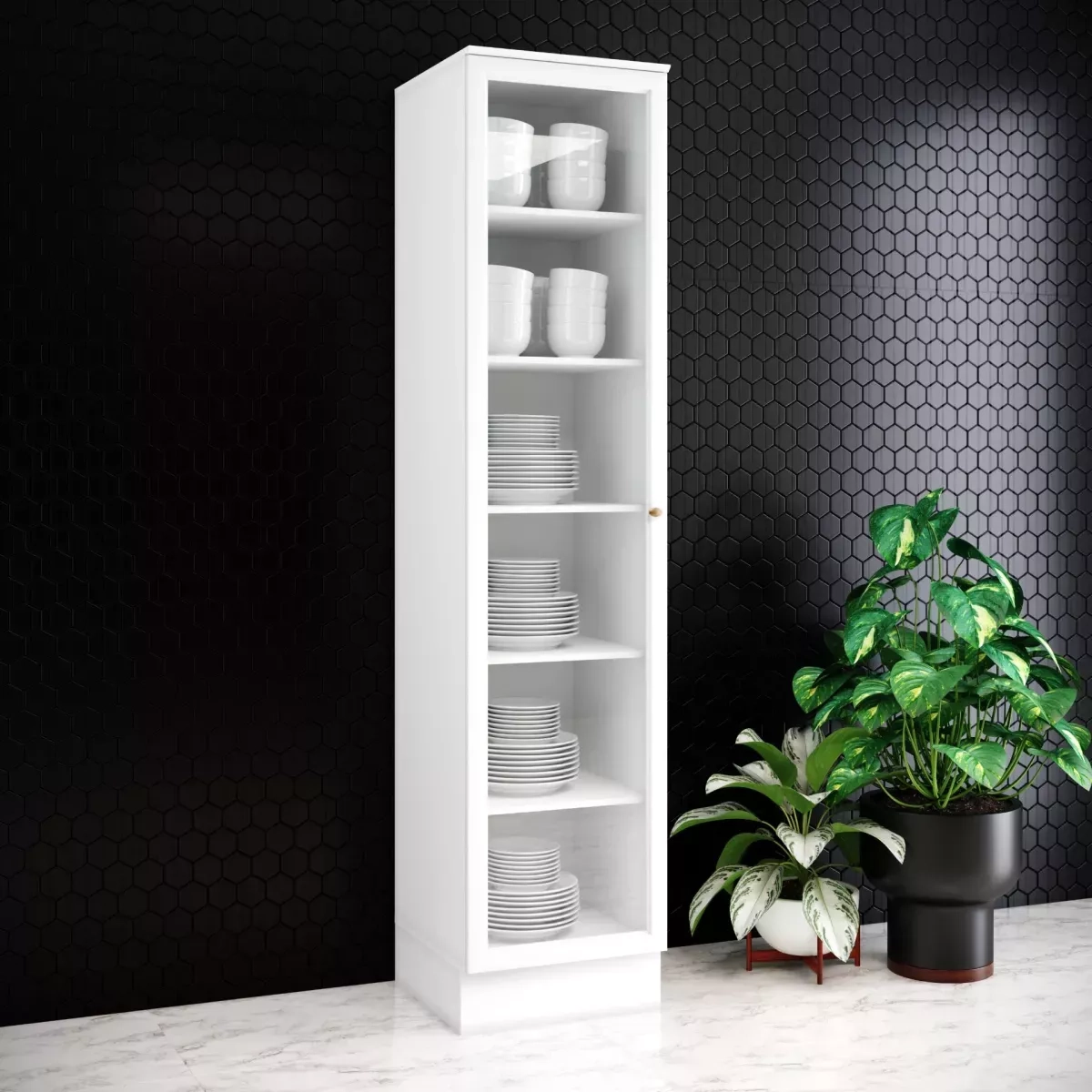 Cristaleira Americana 50Cm 01 Pt Vidro Branco C373-05