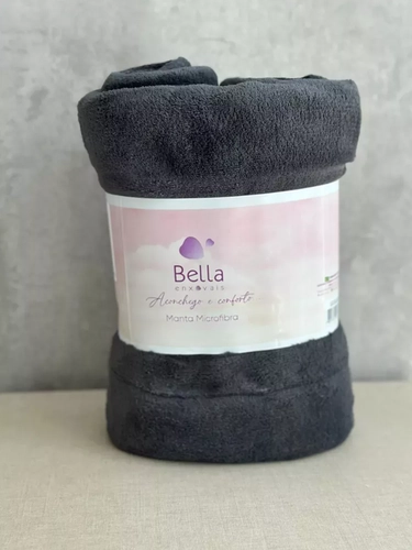 Manta Bella Duo Plush Liso 1.80Mx2.20M Chumbo