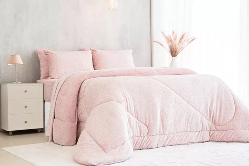 Edredom De Plush Splendore Queen 1 Peca Rose