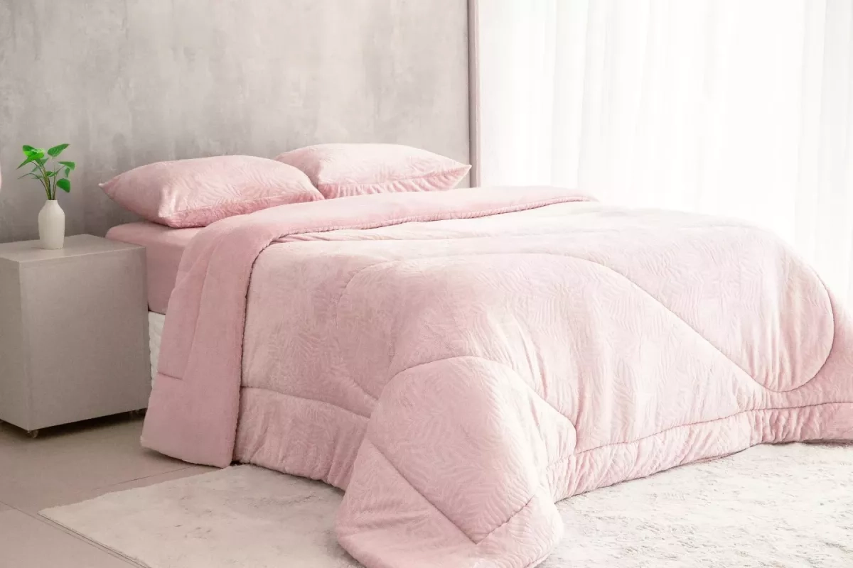 Edredom De Plush Splendore Queen 1 Peca Rose