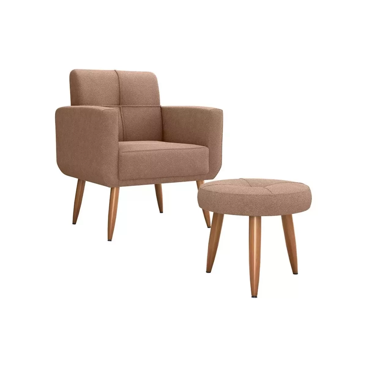 Kit Poltrona E Puff Matrix  Havana Tec E498 Boucle Marrom