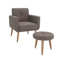Poltrona E Puff Matrix  Havana Tec C357 Veludo Marrom
