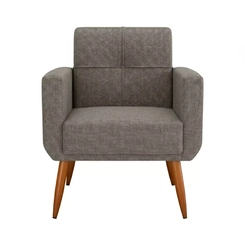 Poltrona E Puff Matrix  Havana Tec C357 Veludo Marrom