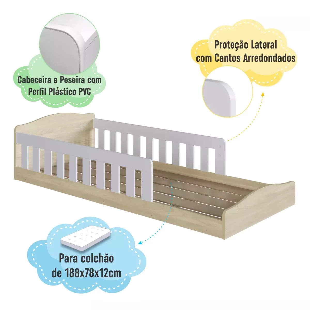 Cama Infantil Completa Montessoriana Chao Carvalho
