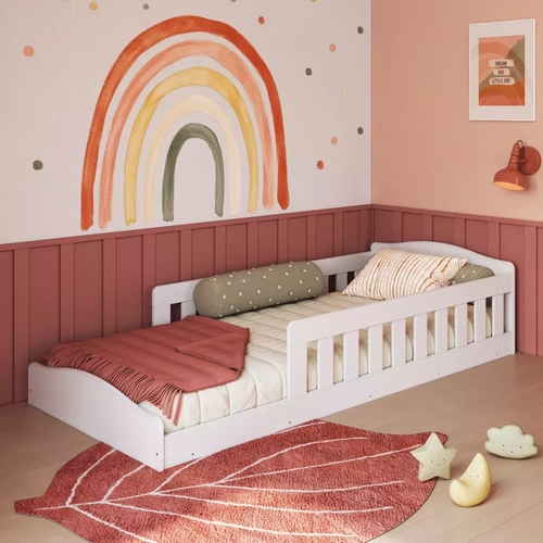 Cama Infantil Completa Montessoriana Chao  Branco