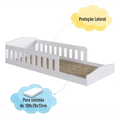 Cama Infantil Completa Montessoriana Chao  Branco