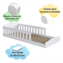 Cama Infantil Completa Montessoriana Chao  Branco