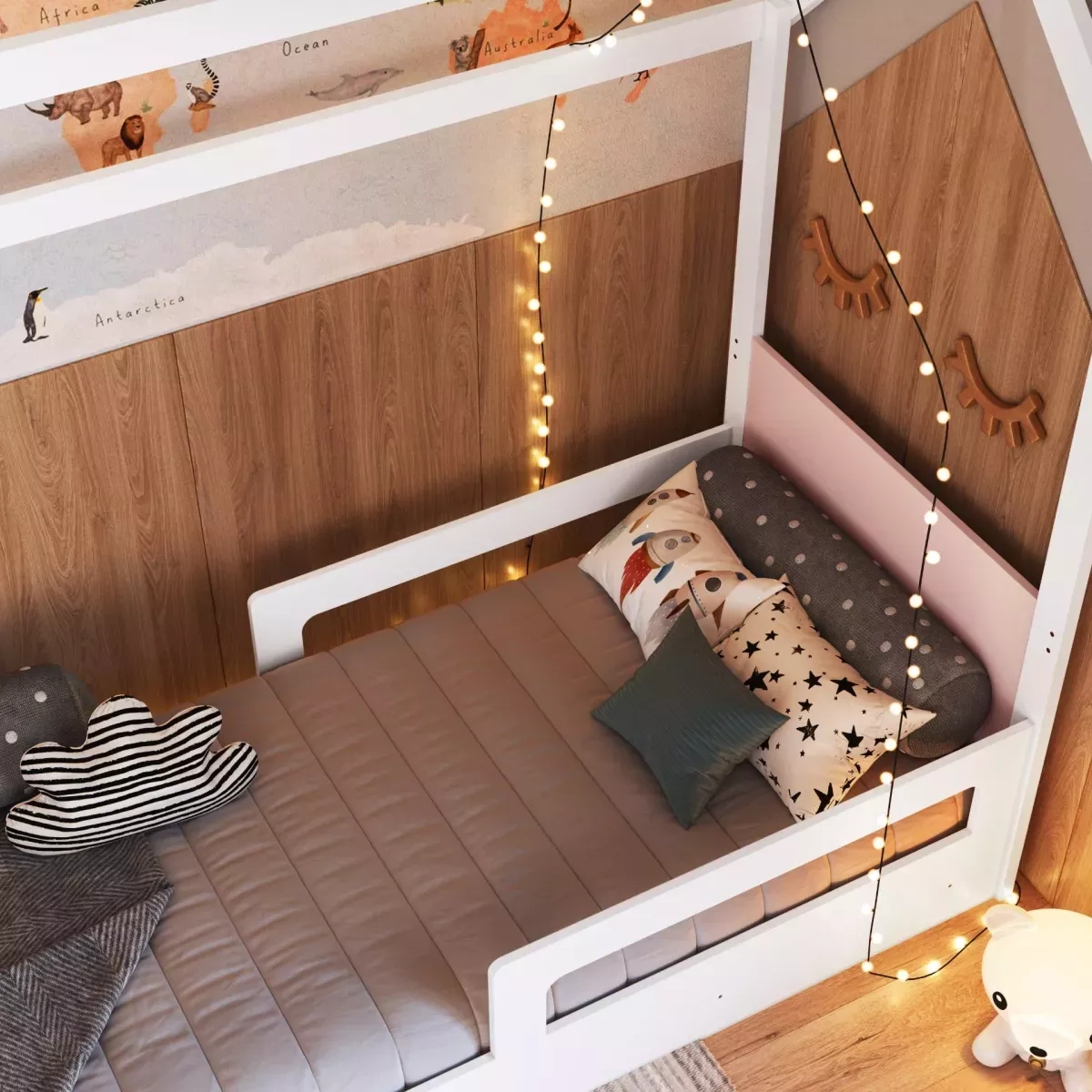 Cama Infantil Completa Montessoriana Branco Crosa