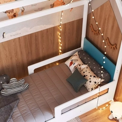 Cama Infantil Completa Montessoriana Bco C Azul Se
