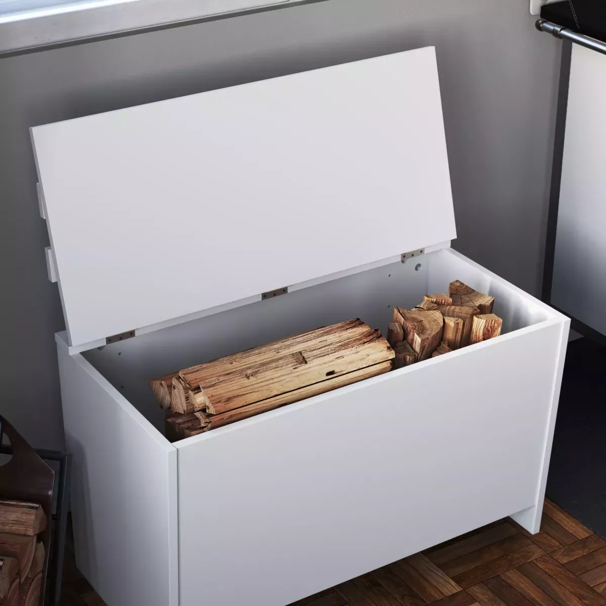 Caixa De Lenha Completa Branco Cl001