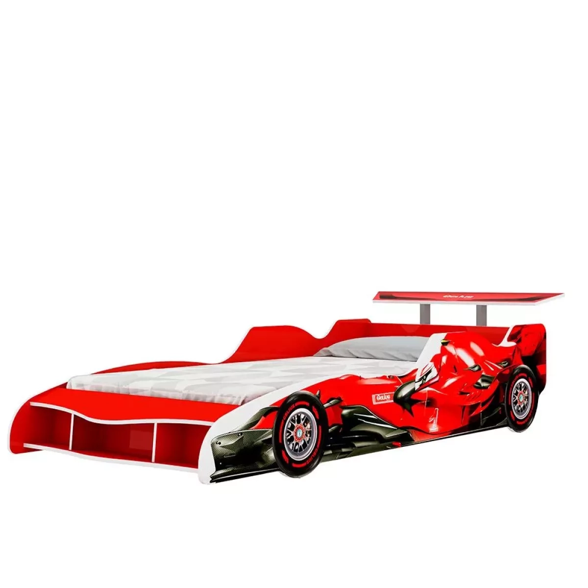 Cama  Infantil Gelius Carro F1 90Cm Vermelha