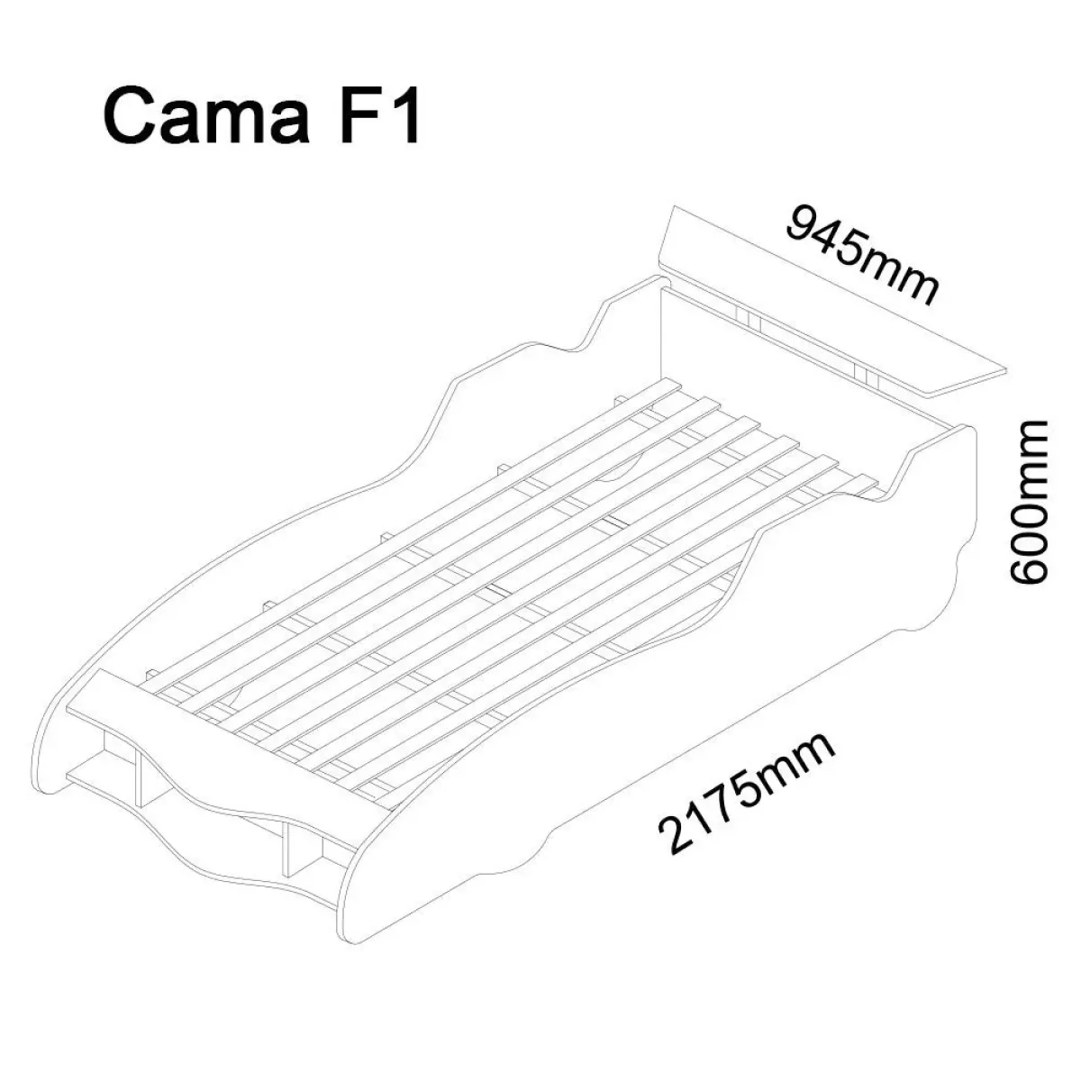 Cama  Infantil Gelius Carro F1 90Cm Vermelha