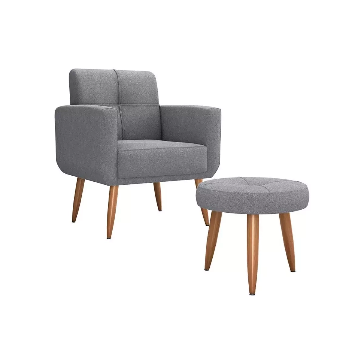 Kit Poltrona E Puff Matrix Havana Tec E497 Boucle Cinza