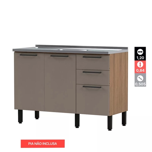 Cozinha Modular Thela Caiena 5 Peças Mel