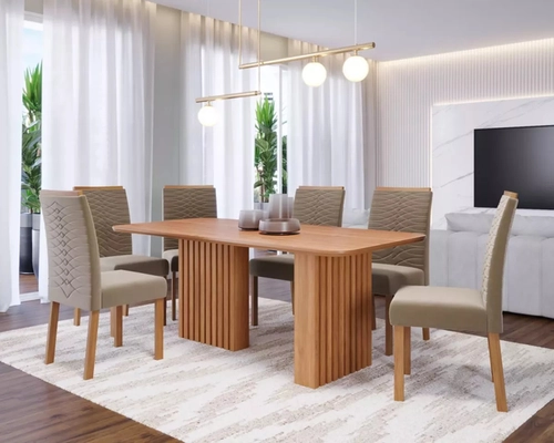 Conjunto Mesa com 6 Cadeiras Cimol Ester Carvalh