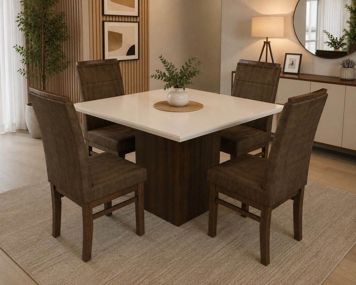 Conjunto Mesa com 4 Cadeiras Sa Roma Fendi