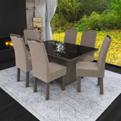 Conjunto Mesa Com 6 Cadeiras Cris Moveis Premium Fendi