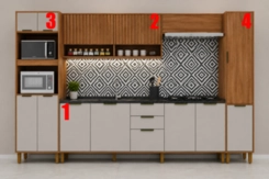 Cozinha Modular 4 Peças Indekes Toronto Freijo/Off/White