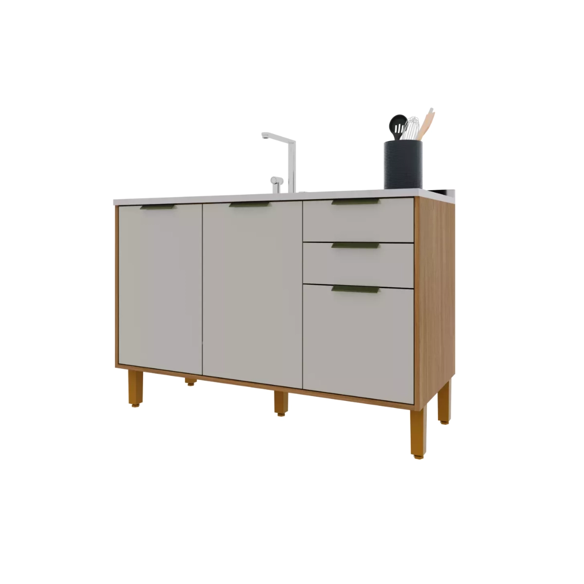 Cozinha Modular 4 Peças Indekes Toronto Freijo/Off/White