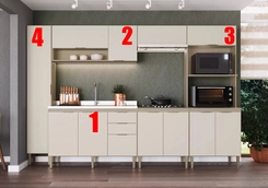 Cozinha Modular Indekes Carol 4 Peças Moca Areia