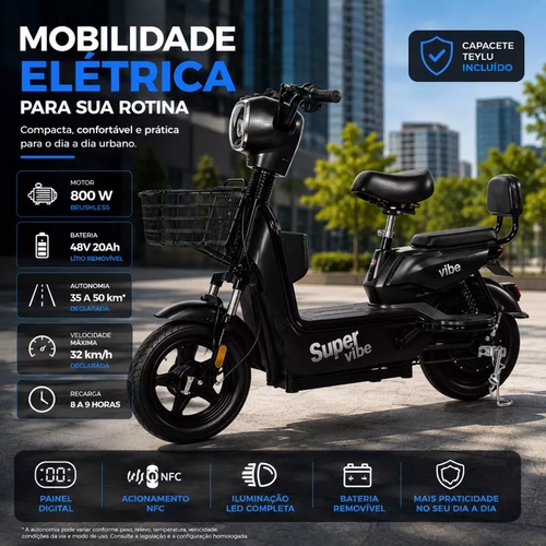 Scooter Eletrica Teylu Sper VIBE 800W 48V LITIO PTO