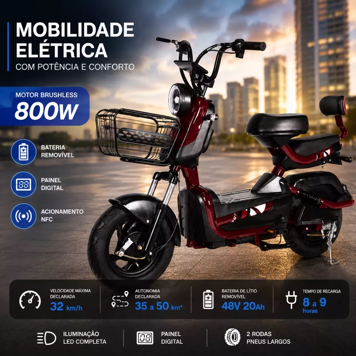 Scooter Eletrica Teylu Xforce 800W 48V Litio VN