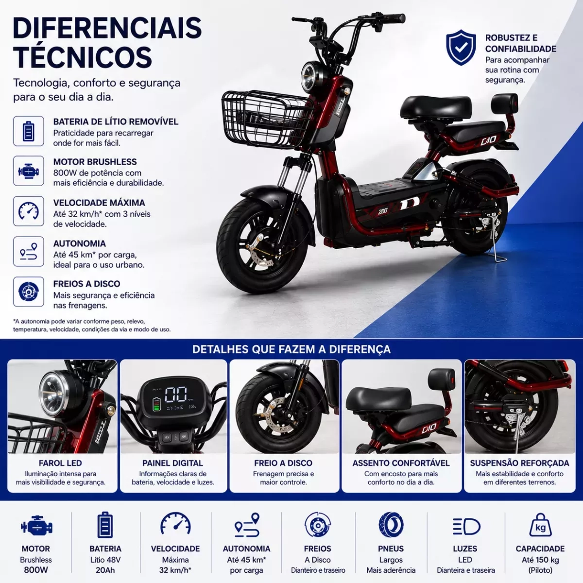 Scooter Eletrica Teylu Xforce 800W 48V Litio VN