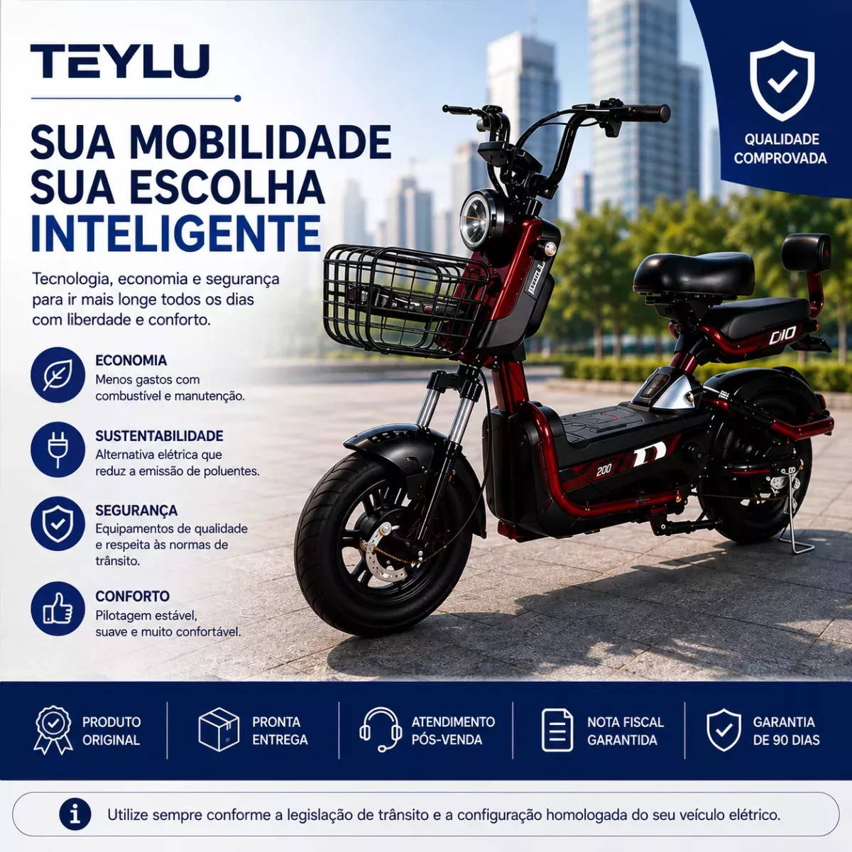 Scooter Eletrica Teylu Xforce 800W 48V Litio VN