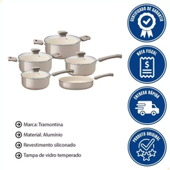 Conjunto De Panelas Tramontina Veronese 5PCS Aluminio Bege