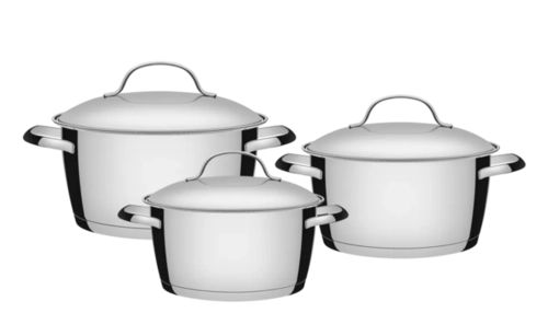 Conjunto De Panelas Tramontina 3PCS Allegra Aço Inox Fundo Triplo