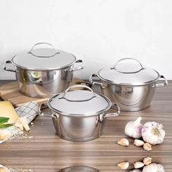 Conjunto De Panelas Tramontina 3PCS Allegra Aço Inox Fundo Triplo