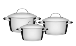 Conjunto De Panelas Tramontina 3PCS Allegra Aço Inox Fundo Triplo