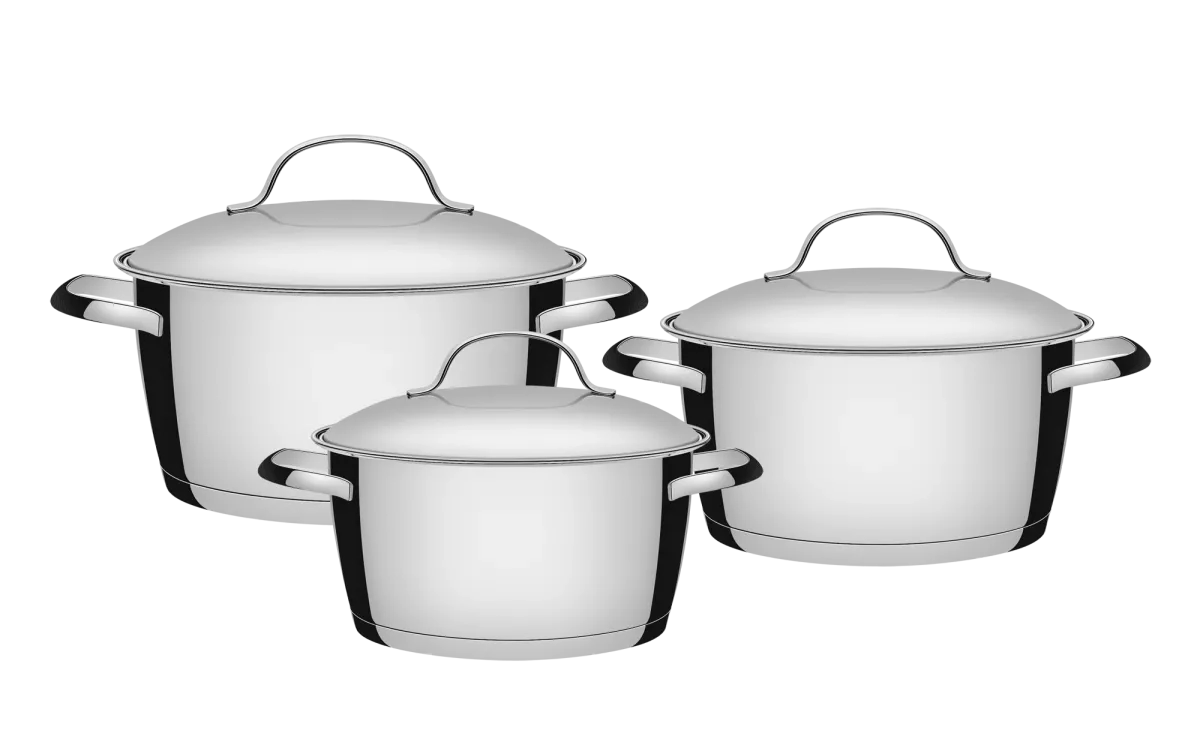 Conjunto De Panelas Tramontina 3PCS Allegra Aço Inox Fundo Triplo