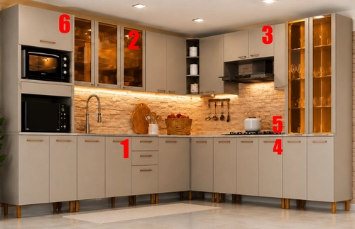 Cozinha Modular 6 Peças Casamia Sardenha Cinza