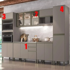 Cozinha Modular 4 Peças Cadorun Diamante 4 Peças Cinza