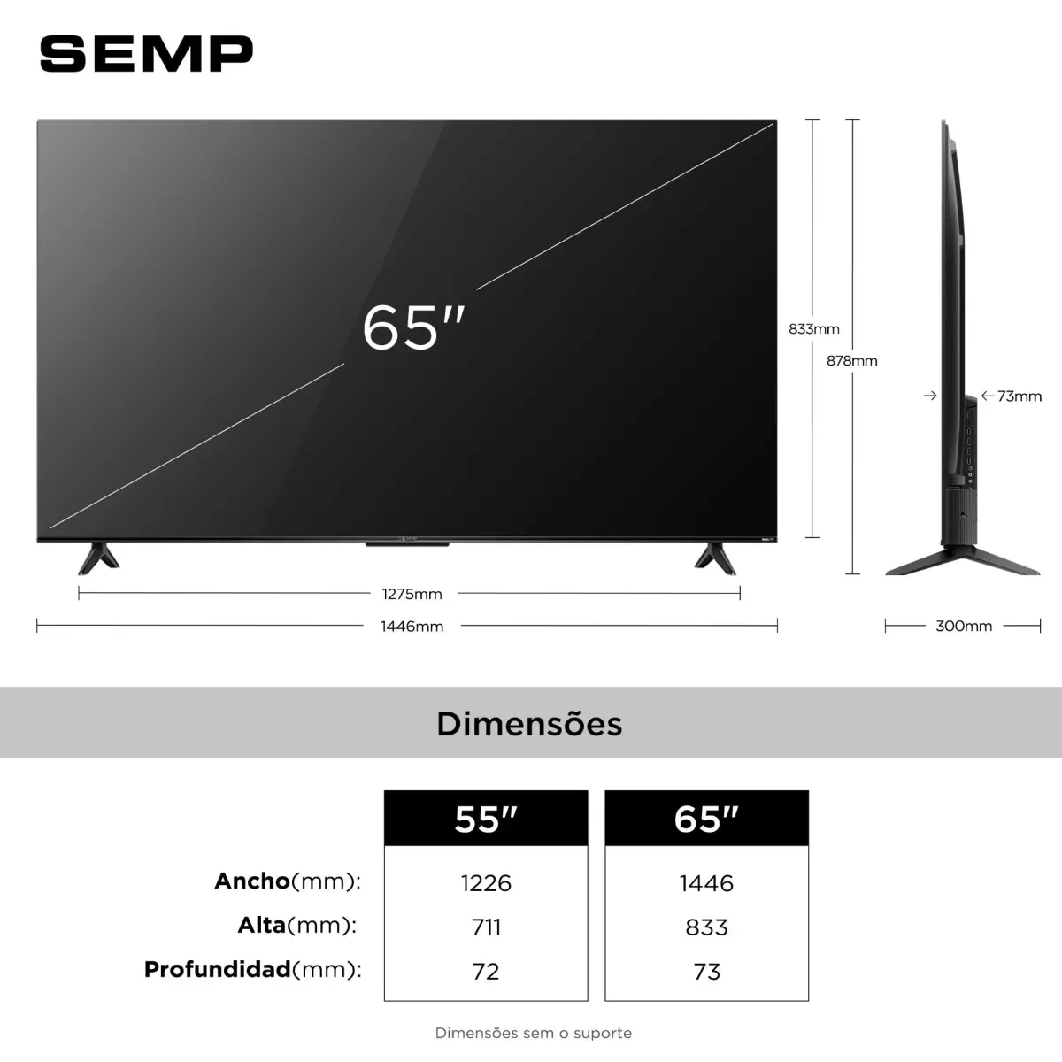 Tv Semp Smart 65 4K 65S62R ROKU PTO