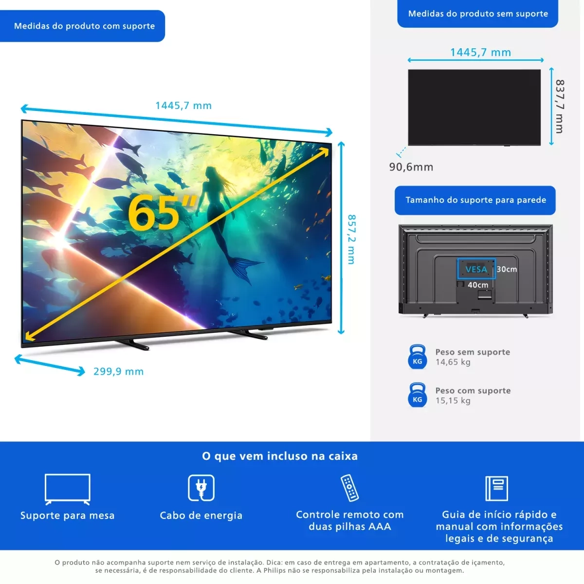 Tv Philips Smart 65 4K 65PUG810078 Ambilight Titan