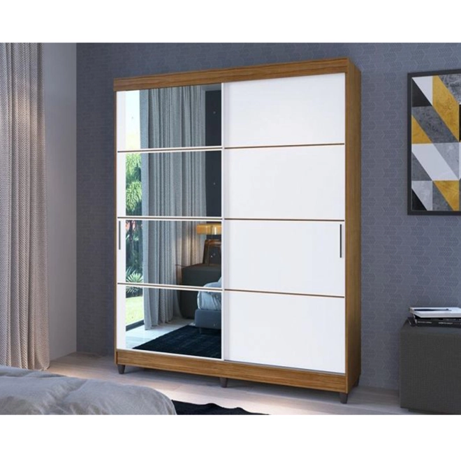 GUARDA ROUPA FAIMEC TORONTO 2PT C/ESP CANELA/BRANCO/FUME 217249_
