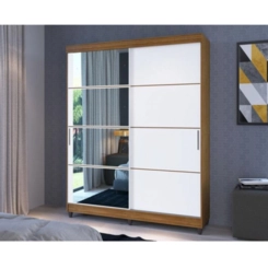 Guarda Roupa Faimec Toronto 2Pt C/Esp Canela/Branco/Fume